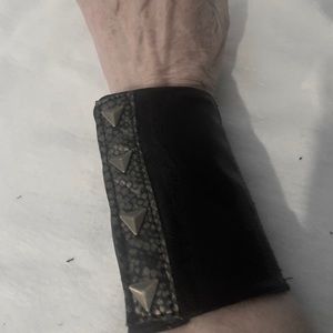 Wrist wallet. Black with gold studded trim. Custom made. New